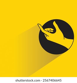 hand touching gesture icon with shadow on yellow background