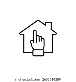 Hand-Touch-House-Symbol für Immobilien und Technologie