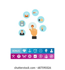Hand touching icon as online services