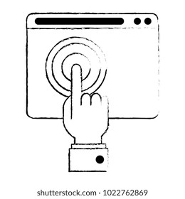 hand touching isolated icon