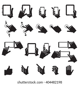 Hand Touching Mobile Phone and Digital Tablet,vector EPS10