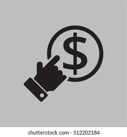 hand touching money icon vector