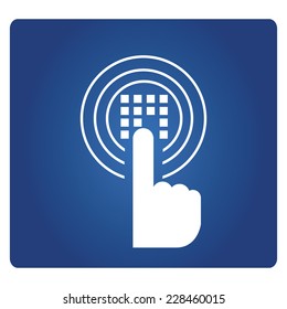 hand touching on code button , electronic door lock, fingerprint
