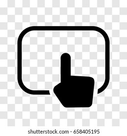Hand touching pad icon, iconic symbol on transparency grid.  Vector Iconic Design.