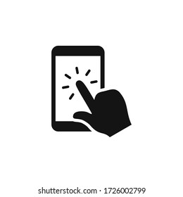 Hand touching phone vector illustration
