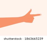 Hand touching or pointing to something with the index finger. Hand making gesture while showing something isolated white background. Reach something by index finger, Realistic  vector illustration