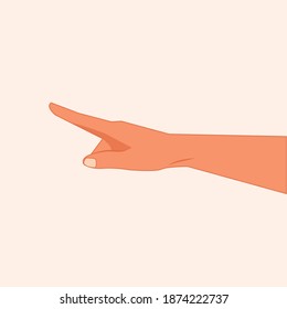 Hand touching or pointing to something with the index finger. Hand making gesture while showing something isolated white background. Reach something by index finger, Realistic  vector illustration