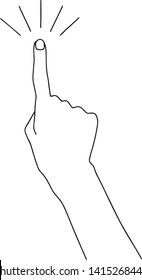 Hand touching, pointing to something. Vector illustration.