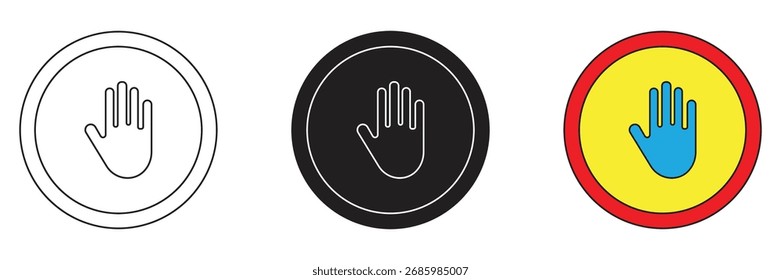Hand touching prohibition icon set. Hand touching prohibition vector icon