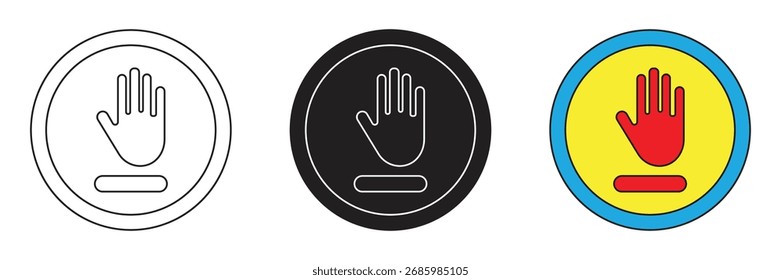 Mano tocando conjunto de iconos de prohibición. Icono de Vector de prohibición de tocar la mano