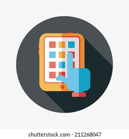 hand touching screen flat icon with long shadow,eps10