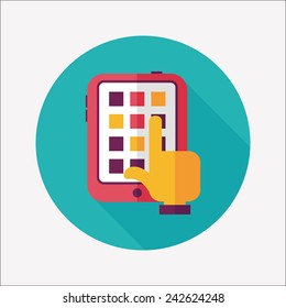 hand touching screen flat icon with long shadow,eps10