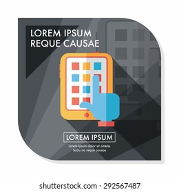 hand touching screen flat icon with long shadow,eps10