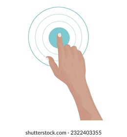 hand touching screen, vector illustration