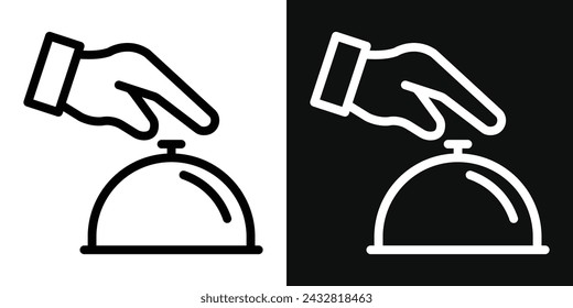 Hand Touching Service Bell Icon Set. Vector Illustration
