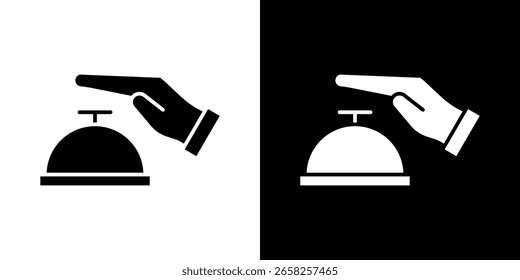 Mano que toca la colección del símbolo del icono de la campana de servicio. Vector plano ilustración de stock.