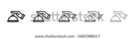 Hand touching service bell icon Vector Art Illustration