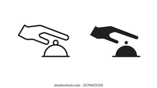 Hand touching service bell vector web icons set