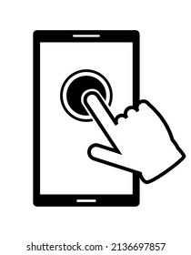Hand touching a smart smartphone screen vector design