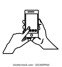 Hand touching smartphone