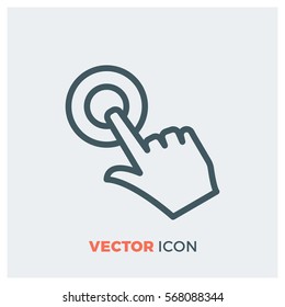 hand touching smartphone line vector icon