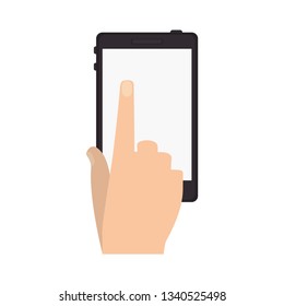 Hand touching smartphone screen symbol