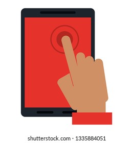 hand touching smartphone symbol