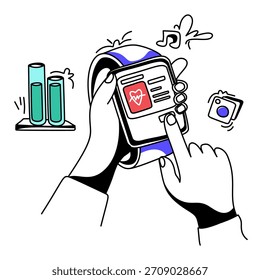 Hand Touch Smartwatch Display zeigt Herzfrequenz-Überwachung D