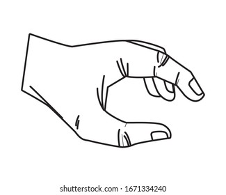 Dibujo gráfico ilustrativo vectorial aislado de la mano tocando algo