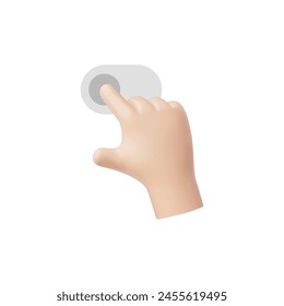 Hand touchscreen gesture vector 3d icon. 3D hand forefinger swipe action on touch screen. Scroll, tap click and slide touch button. Touchscreen control, ui interface