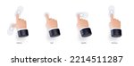 Hand touchscreen gestures. Vector 3d hands actions icons on touch screens like swipe, scroll, pinch, tap, zoom and slide touch. Vector 3d set

