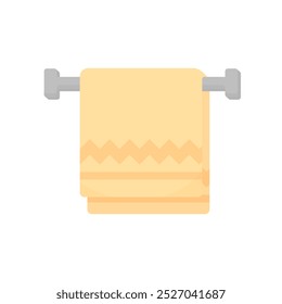 Hand towel in cartoon style on white background. Bath towel hanging. Beautiful towel in pastel colors. Isometric towel illustration.