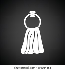 Hand towel icon. Black background with white. Vector illustration.