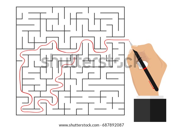 Hand Traced Path Through Labyrinth Passage Stock Vector (Royalty Free ...