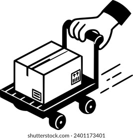 Hand track, dolly with box line icon, outline vector sign, linear sign, symbol, vector, art