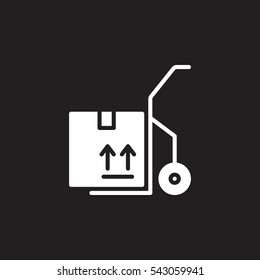 Hand track, dolly icon vector, filled flat sign, solid white pictogram isolated on black. Symbol, logo illustration