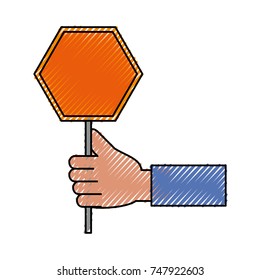 hand with  trafic sign  vector illustration