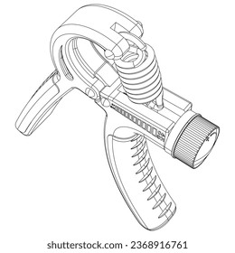 Hand Training Pliers. Fitness, cardio, and muscle building machines, equipments set at gym. Workout and training concept. Vector illustration.
