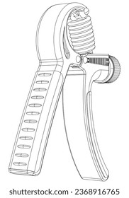 Hand Training Pliers. Fitness, cardio, and muscle building machines, equipments set at gym. Workout and training concept. Vector illustration.