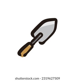 Hand transplanter - Gardening tool icon (Hand-drawn line, colored version)
