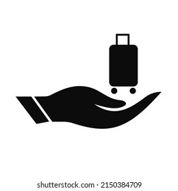 Hand Travel Bag logo design. Travel Bag logo with Hand concept vector. Hand and Travel Bag logo design