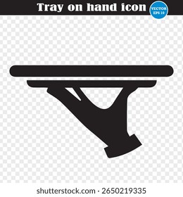 Hand with a tray. Fine Dining Icon. Serving food icon. Editable stroke. Eps 10