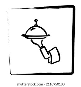 Bandeja de mano, trazos de pincel enmarcados, ilustración vectorial.