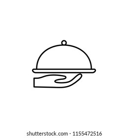 hand with a tray icon. Element of hotel icon for mobile concept and web apps. Thin line hand with a tray icon can be used for web and mobile
