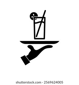 Hand and Tray icon illustration vector design 