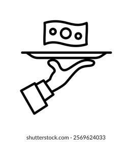 Hand and Tray icon illustration vector design 