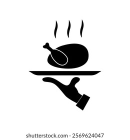 Hand and Tray icon illustration vector design 