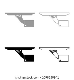 Hand with tray icon set grey black color outline
