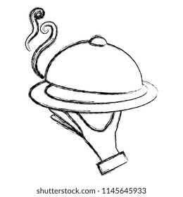 hand with tray server