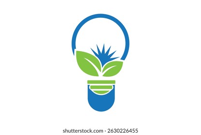 Hand tree and bulb logo design. Natural products in Shape of Bulb